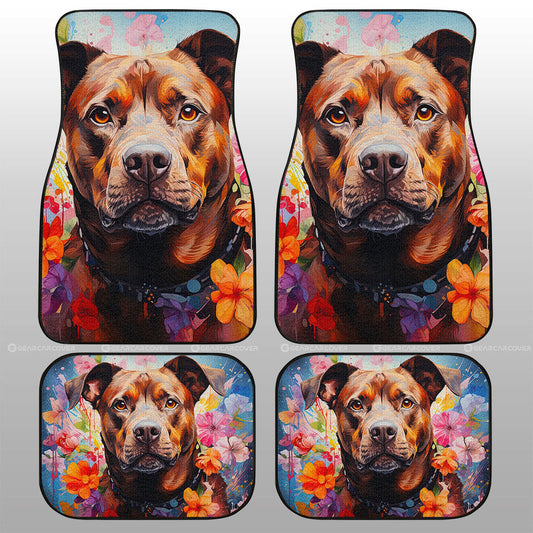 Dog Car Floor Mats Cool Dog Pitbull Floral Pattern Graphic Car Mats