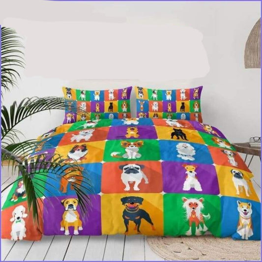 Dog Bedding Set All Types Of Dog Pattern Duvet Covers Colorful Unique Gift
