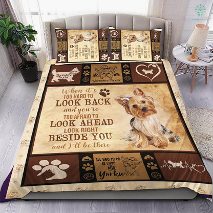 Dog Bedding Set I'll Be There Right Beside You Duvet Covers Brown Unique Gift