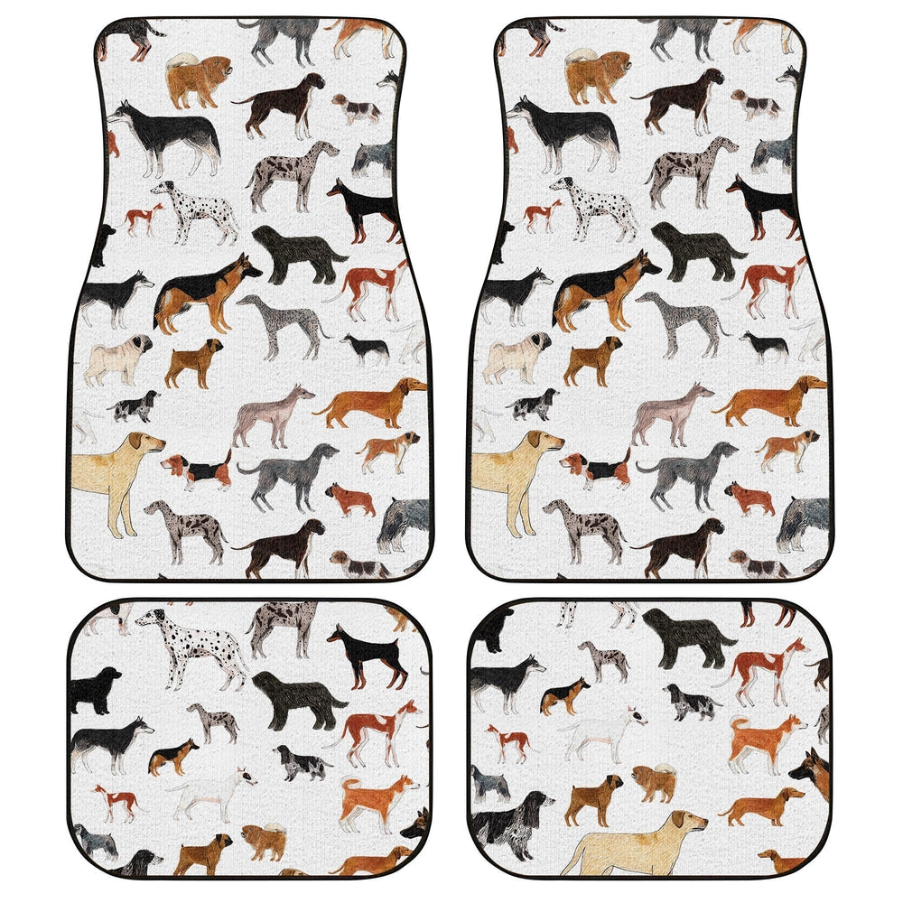 Dog Car Floor Mats All Type Of Dog Breeds Graphic Pattern Car Mats