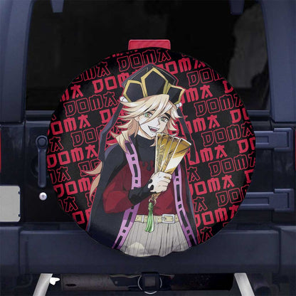 Demon Slayer Spare Tire Cover Demon Slayer Doma Demon Graphic Tire Covers Black Red