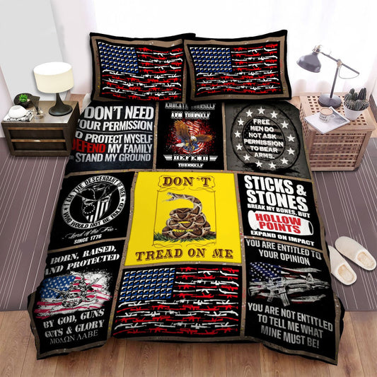 Veteran Bedding Set Free Men Do Not Ask To Permission To Bear Arms Duvet Covers Colorful Unique Gift