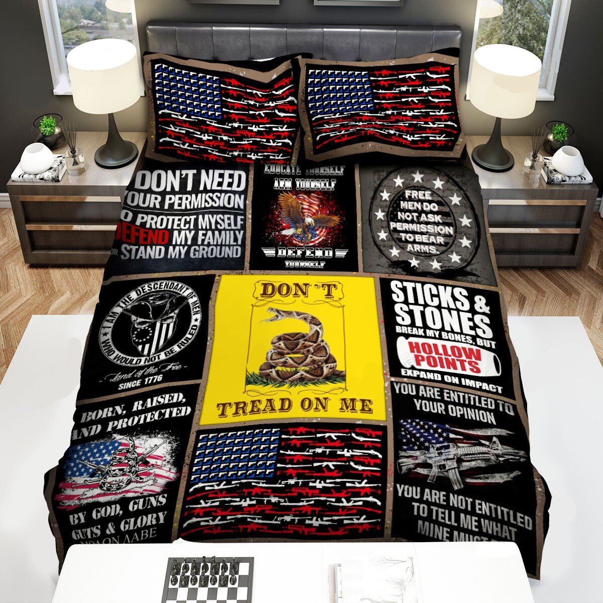 Veteran Bedding Set Free Men Do Not Ask To Permission To Bear Arms Duvet Covers Colorful Unique Gift