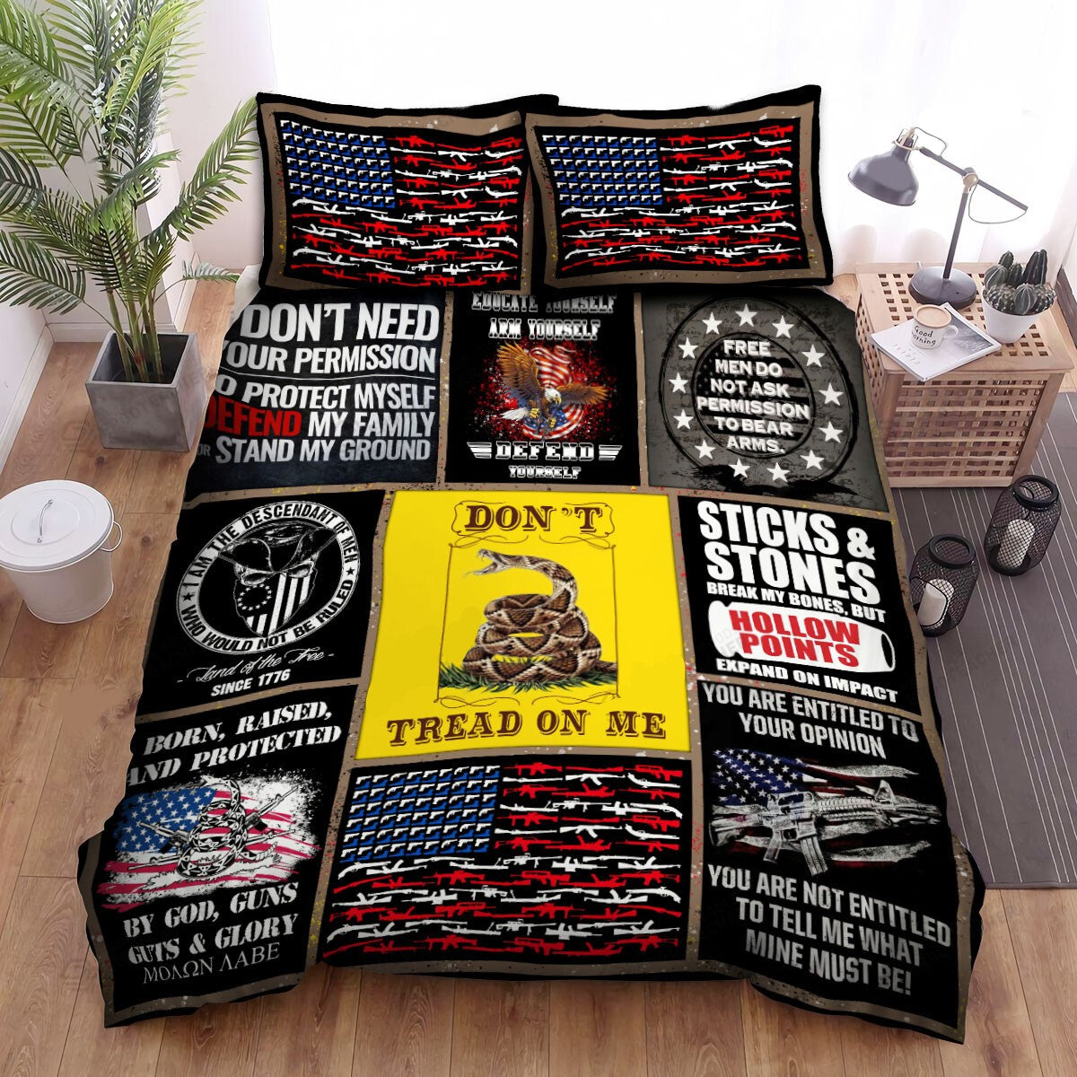 Veteran Bedding Set Free Men Do Not Ask To Permission To Bear Arms Duvet Covers Colorful Unique Gift