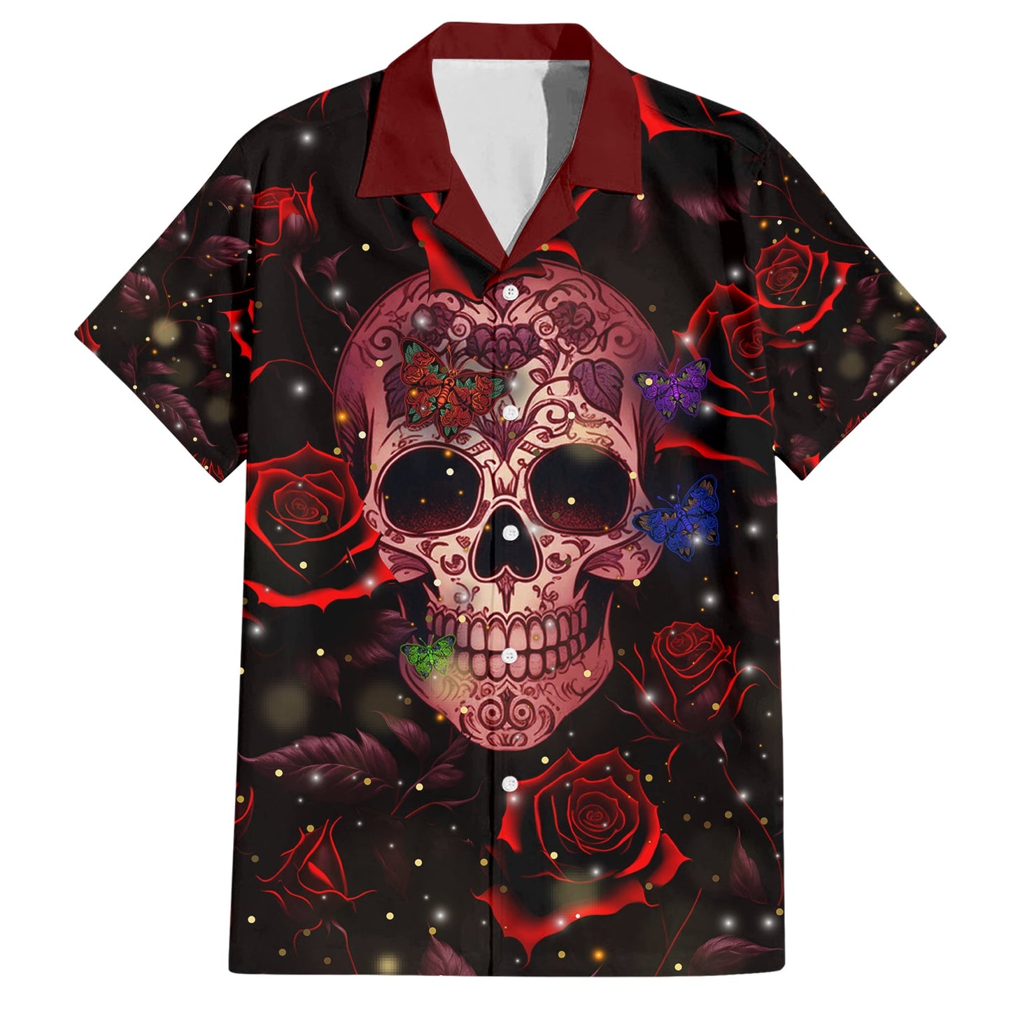 Skull Hawaii Shirt Don't Cry Say Fck You And Smile Hawaiian Shirt Black Red Unisex