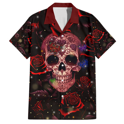 Skull Hawaii Shirt Don't Cry Say Fck You And Smile Hawaiian Shirt Black Red Unisex