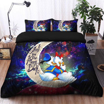 Couple Cute Duck Couple Love You To The Moon Galaxy Bedding Set