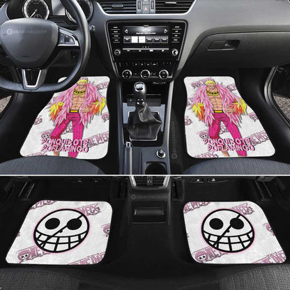 One Piece Car Mats Donquixote Doflamingo Jolly Roger Symbol Car Floor Mats White Pink