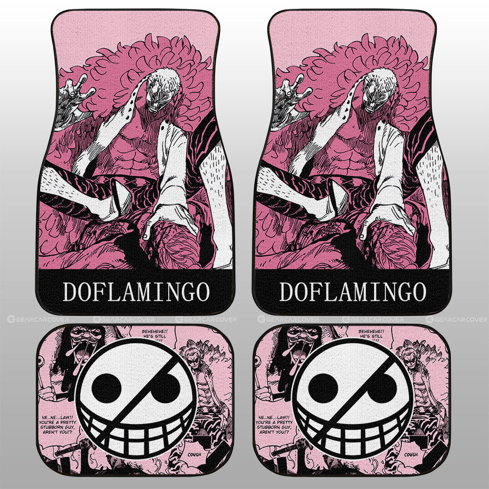 One Piece Car Mats Donquixote Doflamingo Manga Pattern Jolly Roger Symbol Car Floor Mats Pink