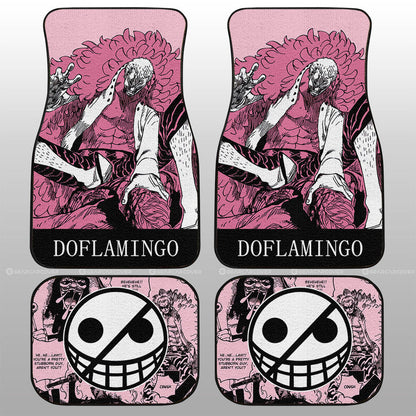 One Piece Car Mats Donquixote Doflamingo Manga Pattern Jolly Roger Symbol Car Floor Mats Pink