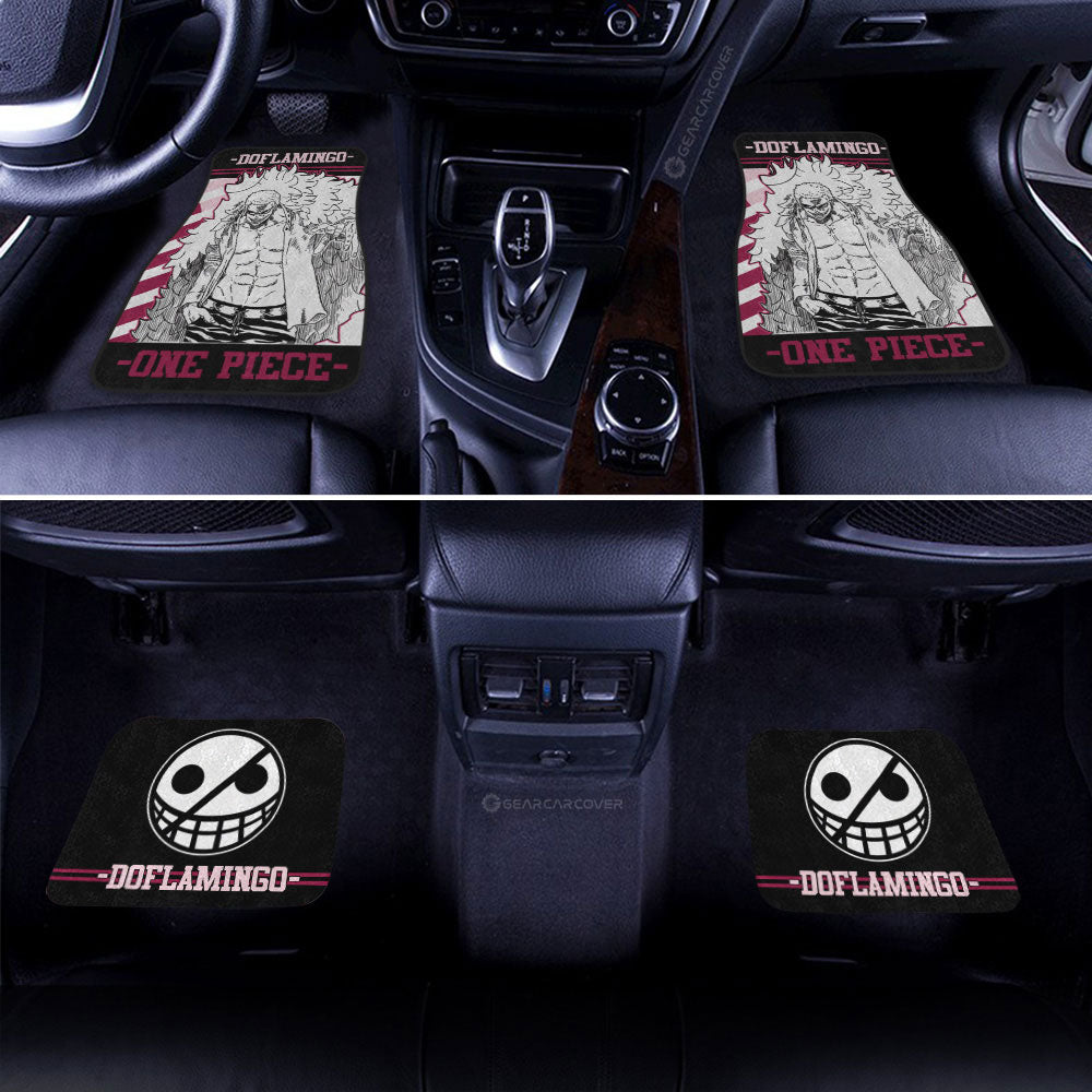 One Piece Car Mats One Piece Donquixote Doflamingo Graphic Jolly Roger Symbol Car Floor Mats Black Pink