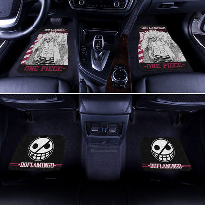 One Piece Car Mats One Piece Donquixote Doflamingo Graphic Jolly Roger Symbol Car Floor Mats Black Pink
