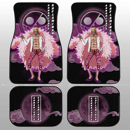 One Piece Car Mats Donquixote Doflamingo Graphic Cloud And Moon Pattern Car Floor Mats Black Purple