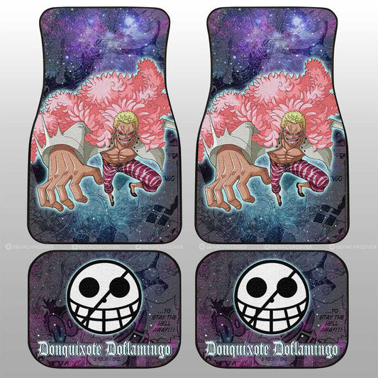 One Piece Car Mats Donquixote Doflamingo Graphic Jolly Roger Symbol Galaxy Car Floor Mats Purple