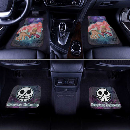 One Piece Car Mats Donquixote Doflamingo Graphic Jolly Roger Symbol Galaxy Car Floor Mats Purple