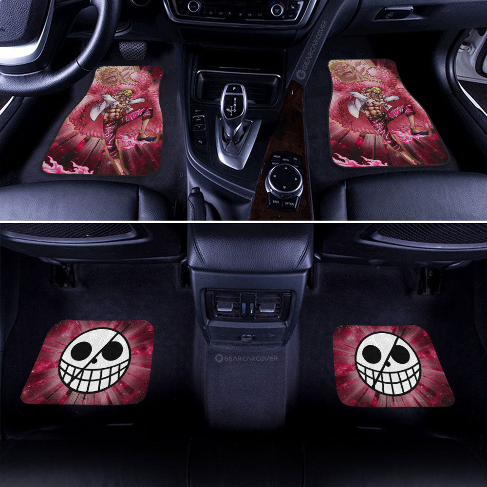 One Piece Car Mats One Piece Donquixote Doflamingo Graphic Jolly Roger Symbol Car Floor Mats Pink