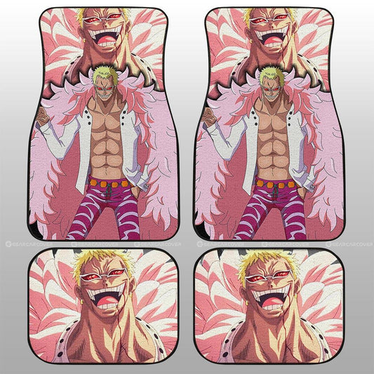 One Piece Car Mats One Piece Donquixote Doflamingo Face Graphic Car Floor Mats Pink