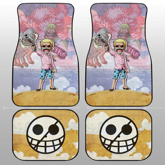 One Piece Car Mats Cute Young Donquixote Doflamingo Jolly Roger Symbol Car Floor Mats Colorful