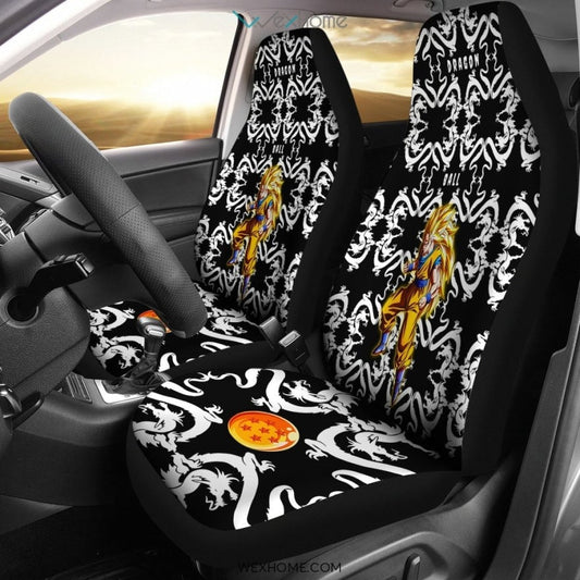 Dragon Ball Car Seat Covers Goku Graphic Dragon Patterns Seat Covers Black White