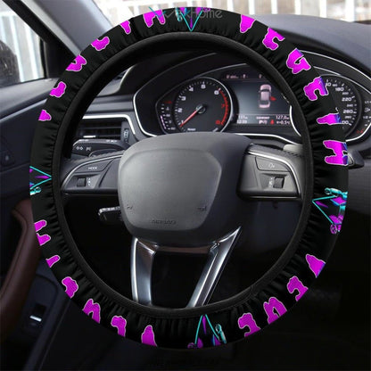 Dragon Ball Steering Wheel Cover Dragon Ball Vegeta Power Neon Light Driving Wheel Cover Black Pink