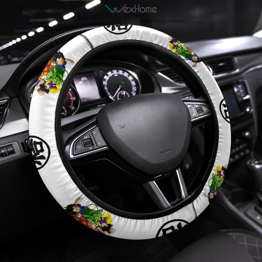 Dragon Ball Steering Wheel Cover Dragon Ball Characters Fighting Driving Wheel Cover White