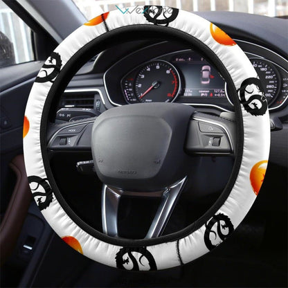 Dragon Ball Steering Wheel Cover Dragon Balls And Shenlong Silhouette Driving Wheel Cover White