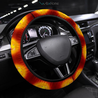 Dragon Ball Steering Wheel Cover Shining Dragon Balls Pattern Driving Wheel Cover Orange