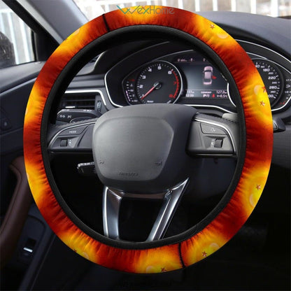 Dragon Ball Steering Wheel Cover Shining Dragon Balls Pattern Driving Wheel Cover Orange