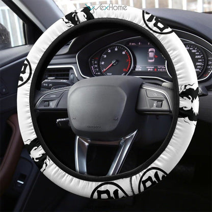 Dragon Ball Steering Wheel Cover Goku Kaniji Word Silhouette Driving Wheel Cover Black White