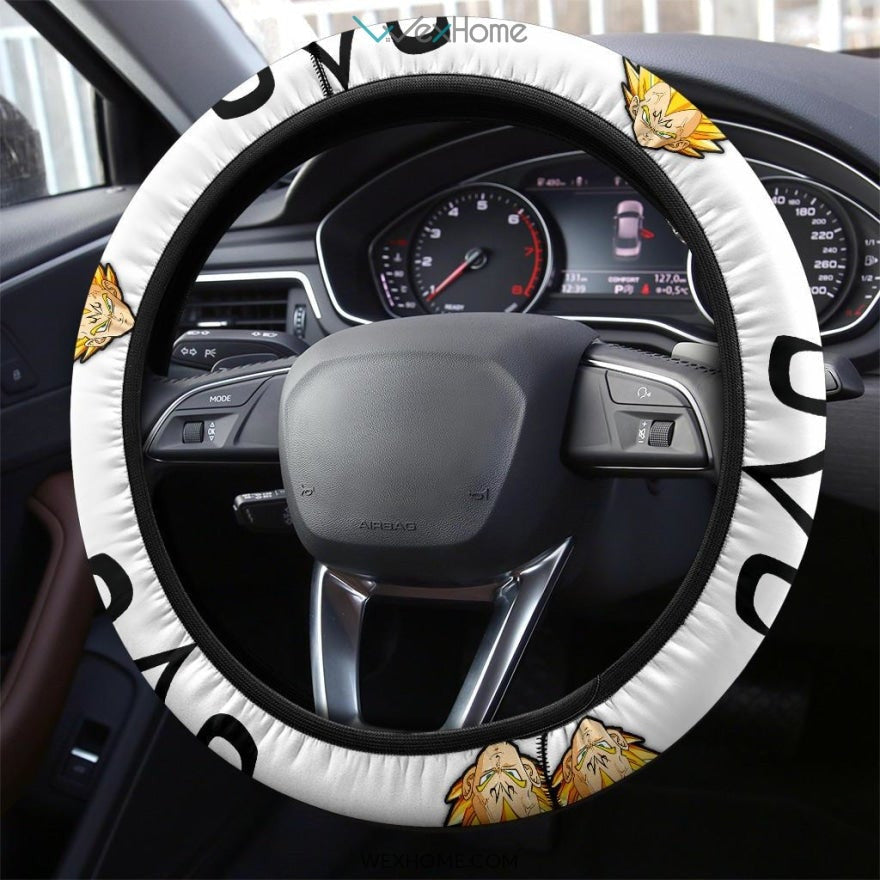 Dragon Ball Steering Wheel Cover Vegeta Face M Patterns Driving Wheel Cover White