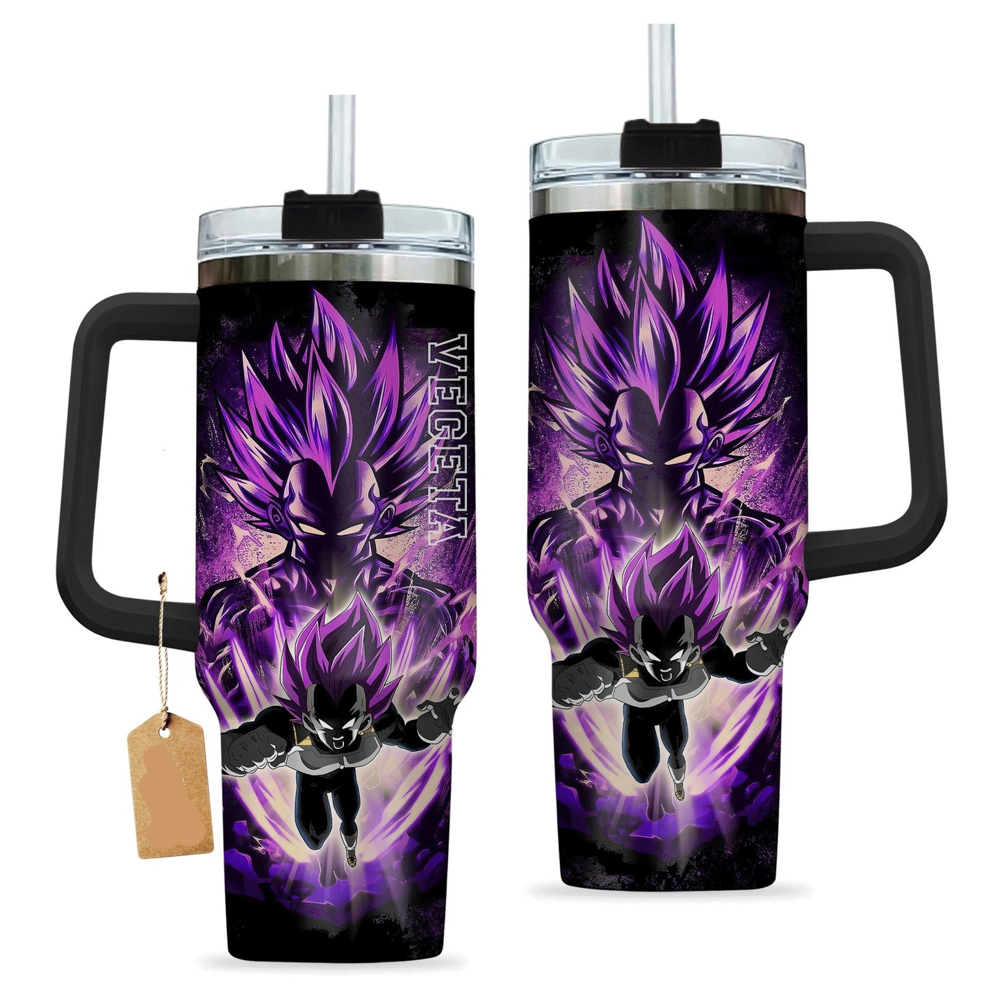 Dragon Ball 40 Oz Tumbler Vegeta Ultra Ego Graphic Tumbler 40 Oz Black Purple