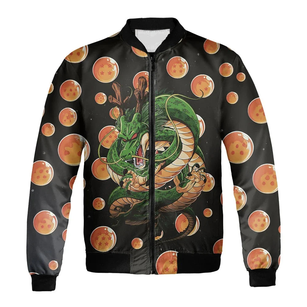 Dragon Ball Bomber Jacket Shenron Graphic Dragon Ball Pattern Bomber Black Unisex