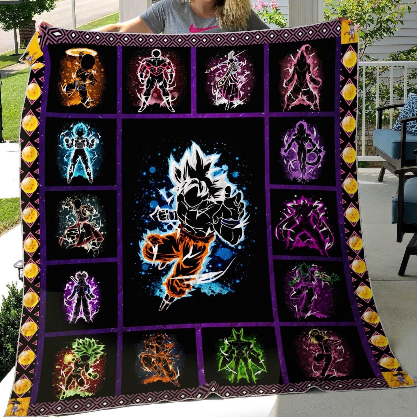 Dragon Ball Blanket Dragon Ball All Characters Silhouette Blanket Black