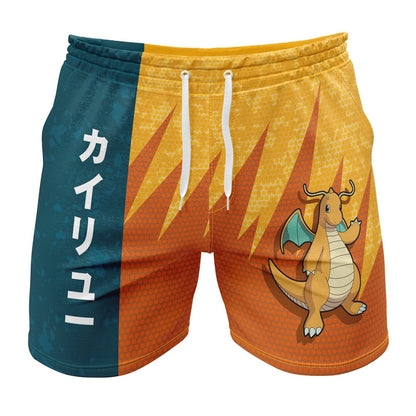 PKM Shorts PKM Dragonite Classic Graphic Beach Shorts Orange