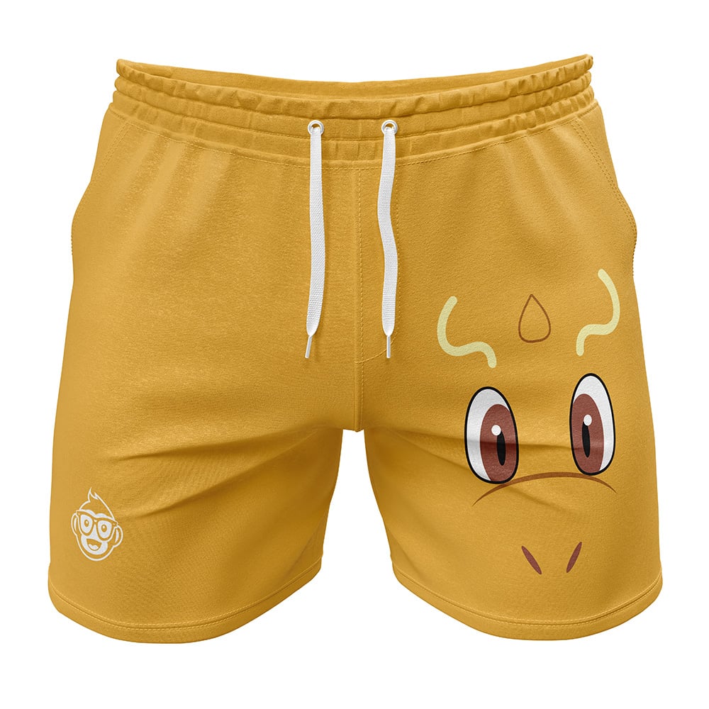 PKM Shorts Dragonite Face Graphic PKM Beach Shorts Orange