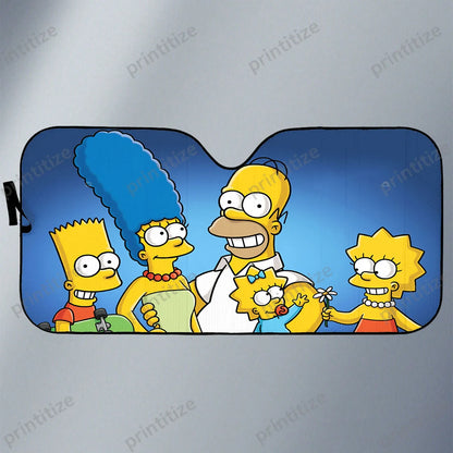 The Simpsons Car Sun Shade The Simpsons Family Members Winshield Sun Shade Blue Yellow