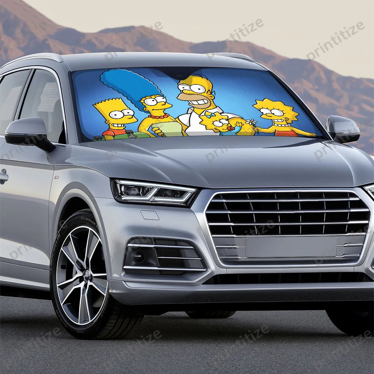 The Simpsons Car Sun Shade The Simpsons Family Members Winshield Sun Shade Blue Yellow