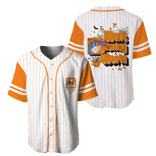 Winnie The Pooh Baseball Jersey Eeyore Walt Disney World Winnie The Pooh Jersey Shirt White Orange Unisex Adult