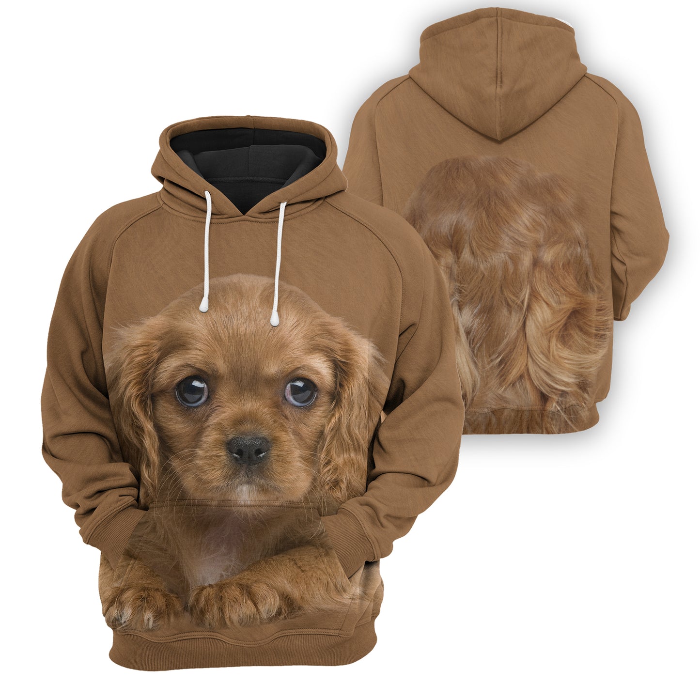 Dog Hoodie Ruby Cavalier King Charles Spaniel Front And Back Hoodie Brown Unisex