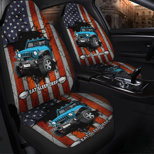 Eat Sleep Jeep Blue Car Seat Covers