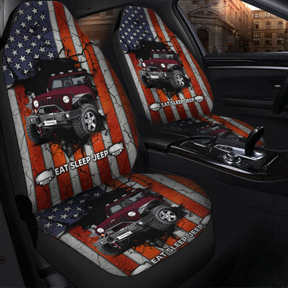 Eat Sleep Jeep Dark Red Car Seat Covers
