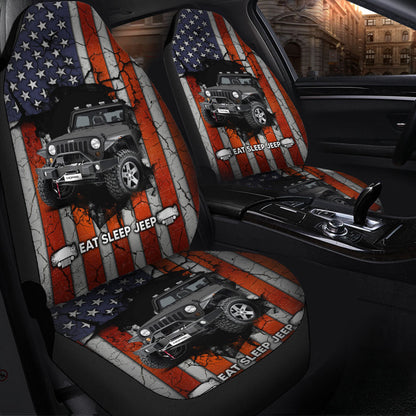 Eat Sleep Jeep Gray Car Seat Covers