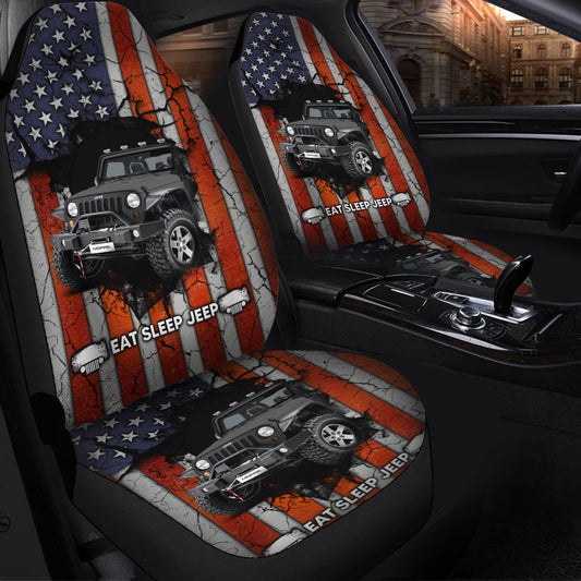 Eat Sleep Jeep Gray Car Seat Covers