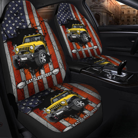 Eat Sleep Jeep Yellow Car Seat Covers