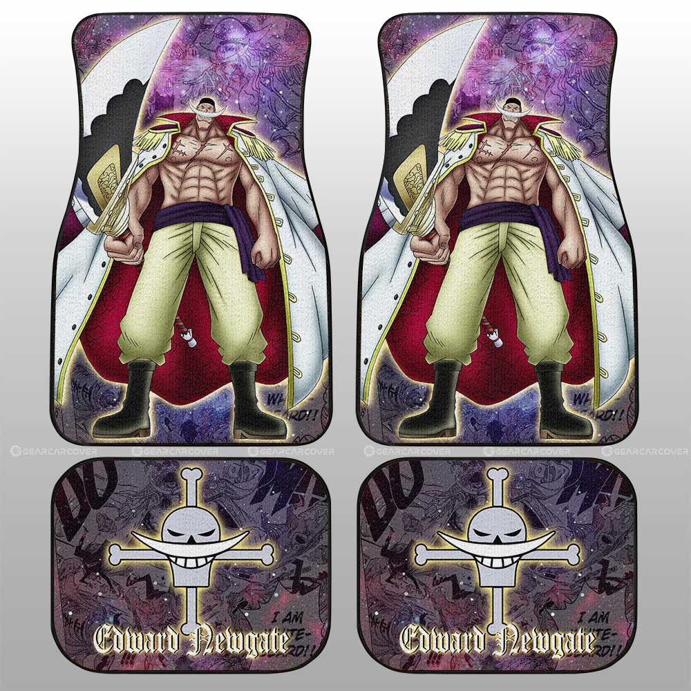 One Piece Car Mats Edward Newgate Manga Pattern Jolly Roger Symbol Galaxy Car Floor Mats Colorful
