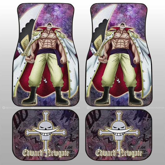 One Piece Car Mats Edward Newgate Manga Pattern Jolly Roger Symbol Galaxy Car Floor Mats Colorful