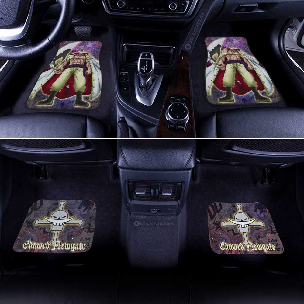 One Piece Car Mats Edward Newgate Manga Pattern Jolly Roger Symbol Galaxy Car Floor Mats Colorful