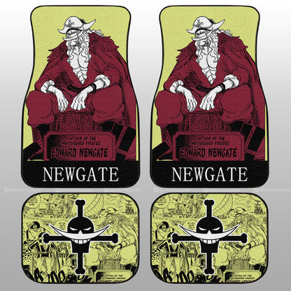 One Piece Car Mats One Piece Edward Newgate Manga Pattern Jolly Roger Symbol Car Floor Mats Red Yellow