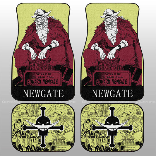 One Piece Car Mats One Piece Edward Newgate Manga Pattern Jolly Roger Symbol Car Floor Mats Red Yellow