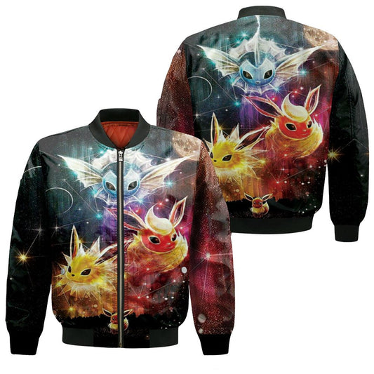 PKM Bomber Jacket PKM Eevee Evolutions Graphic Bomber Colorful Unisex